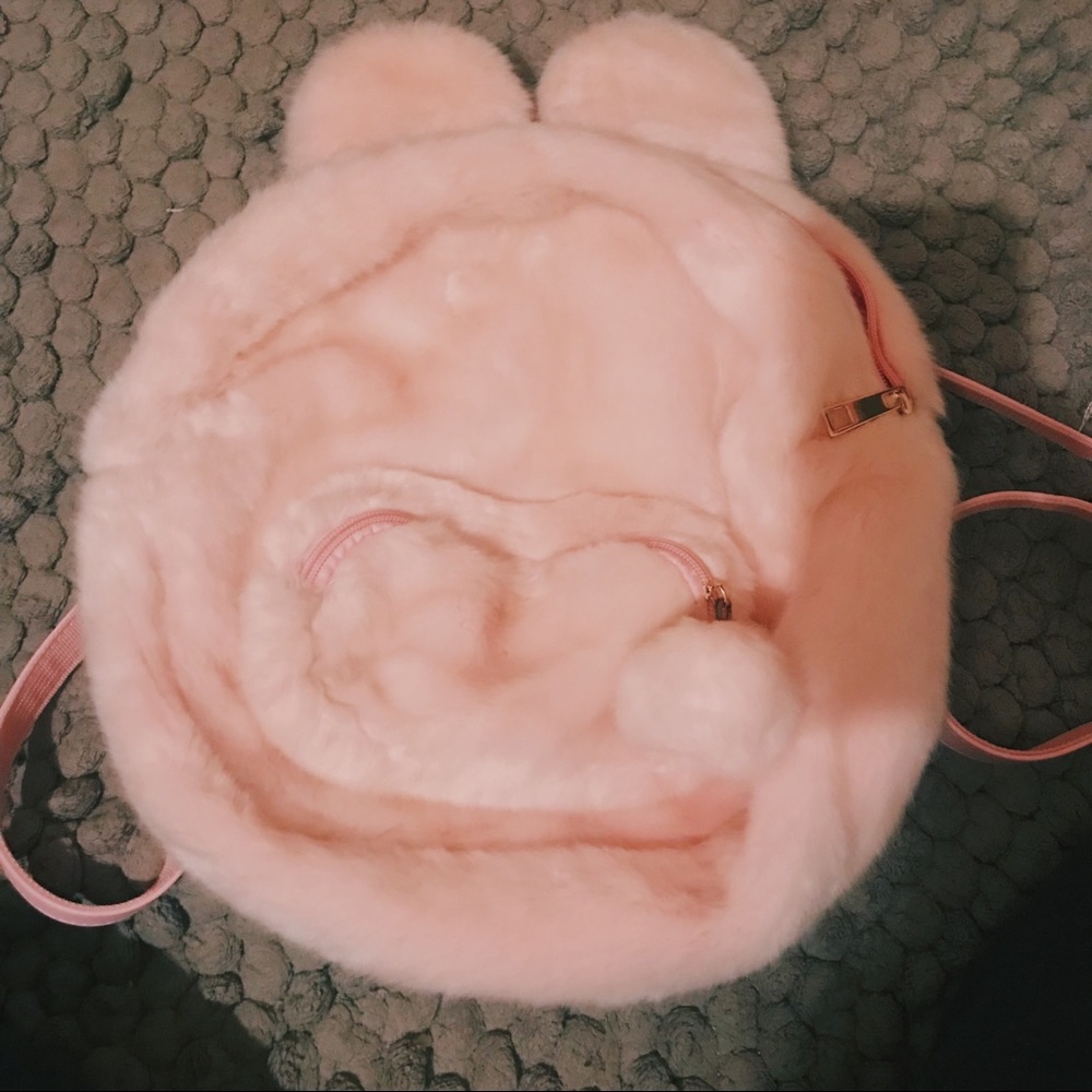 Kawaii faux fur pink backpack